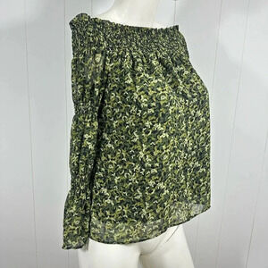 Michael kors green floral top open shoulder